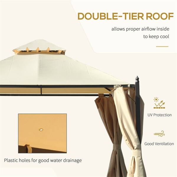 Steel Outdoor Patio Gazebo with Privacy Curtains,TwoTier Roof for Air Bed Bath & Beyond