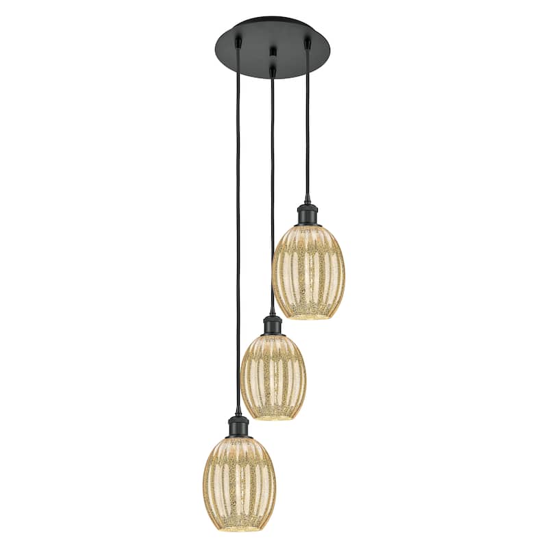 Innovations Lighting Endless Possibilities Ballston - Preston - 3 Light 13" Bulb Shade Cord Hung Multi Pendant - Mercury/Matte Black
