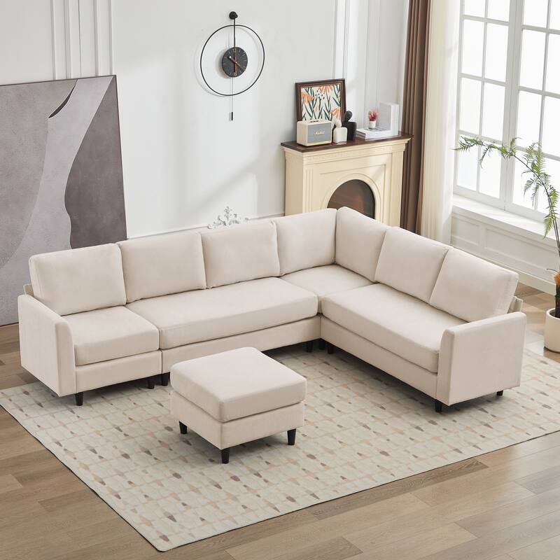 Snow Velvet Sectional Sofa