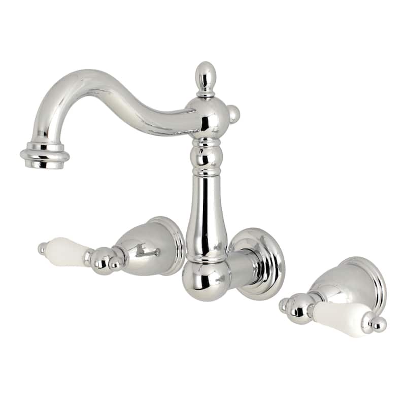 Heritage Two-Handle 3-Hole Wall Mount Bathroom Faucet - Polished Chrome