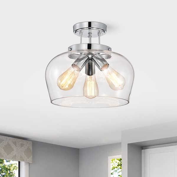 Top Lighting Chrome Finish 3-Light Semi-Flush Mount Dual Iron Shades Crystal Chandelier Top Lighting Chrome Finish 3-Light Semi-Flush Mount Dual Iron Shades Crystal Chandelier
