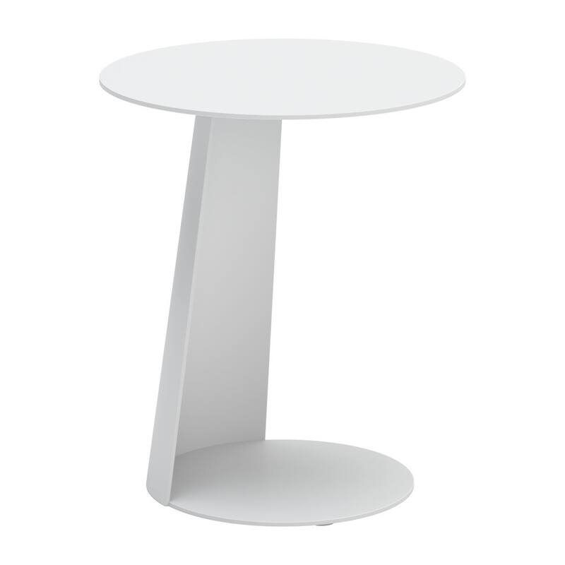 HomeRoots 16" White Aluminum Rounded Outdoor Side Table