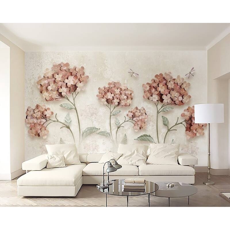 GK Wall Design Vintage Soft Hydrangea Removable Wallpaper