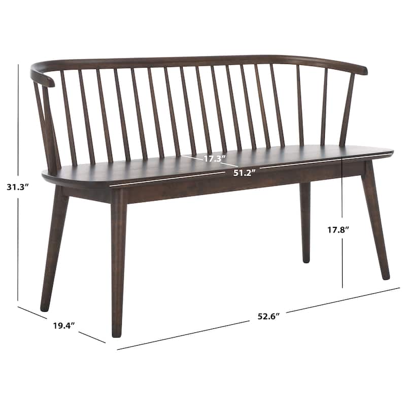 SAFAVIEH Sibyl Farmhouse Solid Wood Spindle Bench - 53"W x 19"D x 31"H