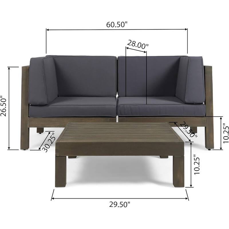 3-Piece Love Seat Set With Coffee Table, Configure the seating components