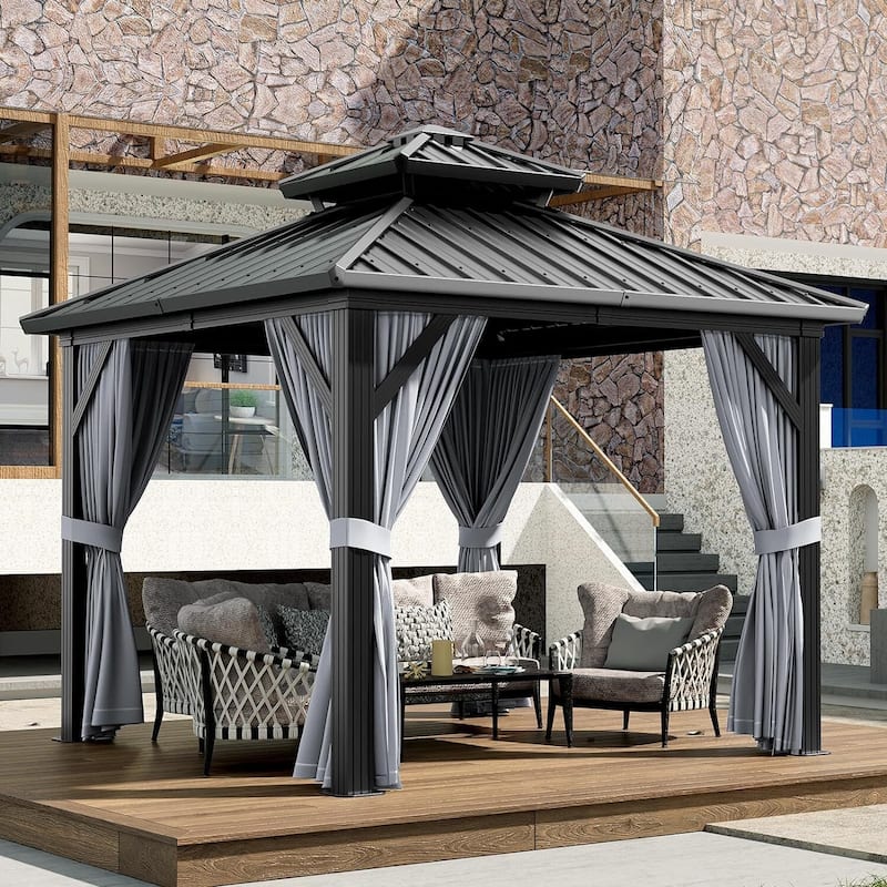 10X10FT,10X12FT,10X13FT,12X14FT,12X20FT Outdoor Galvanised Steel Hardtop Gazebo