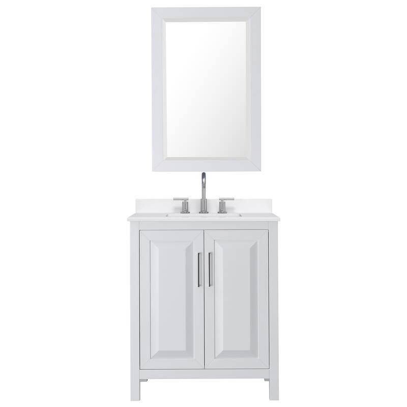 Daria 30-inch Single Vanity, 3 Hole Quartz Top, 24-inch Mirror