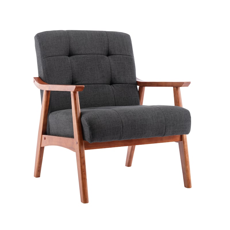 Carson Carrington Ingerod Tufted Fabric Accent Chair with Rubberwood Legs - Dark Grey