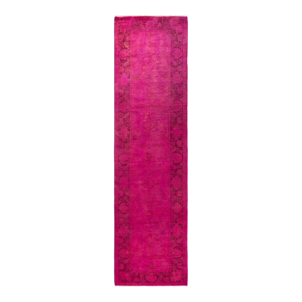 Vibrance, One-of-a-Kind Hand-Knotted Runner Rug - Pink, 3' 0" x 11' 5" - 3' 0" x 11' 5"