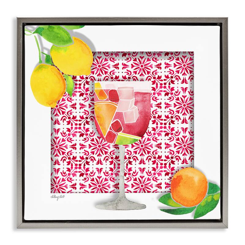 Stupell Fruity Sangria Drink Framed Floater Canvas Wall Art Design By Hillary Holt - 18 x 18 - Grey