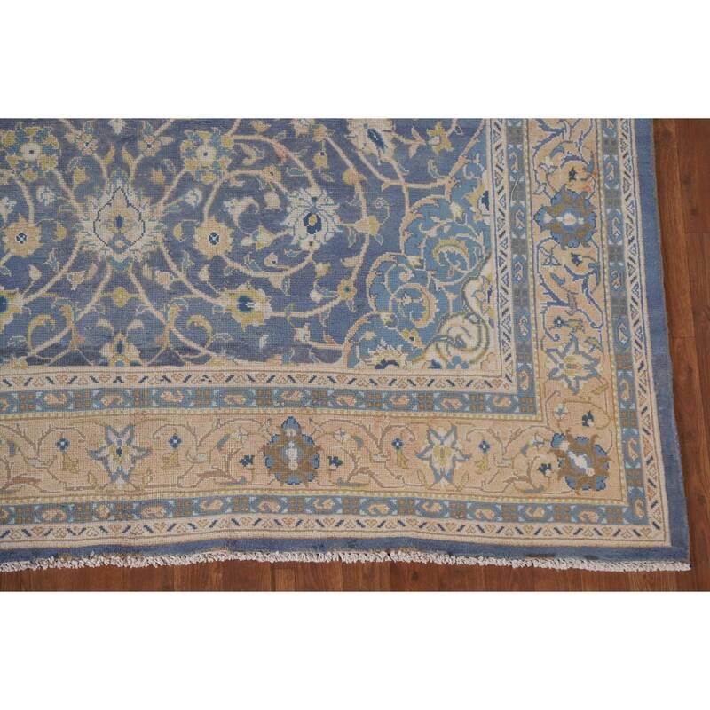 Hand Knotted Oriental 100% Wool Carpet Traditional Floral Navy Blue & Blues Sarouk Area Rug - 10' 4'' X 6' 8''