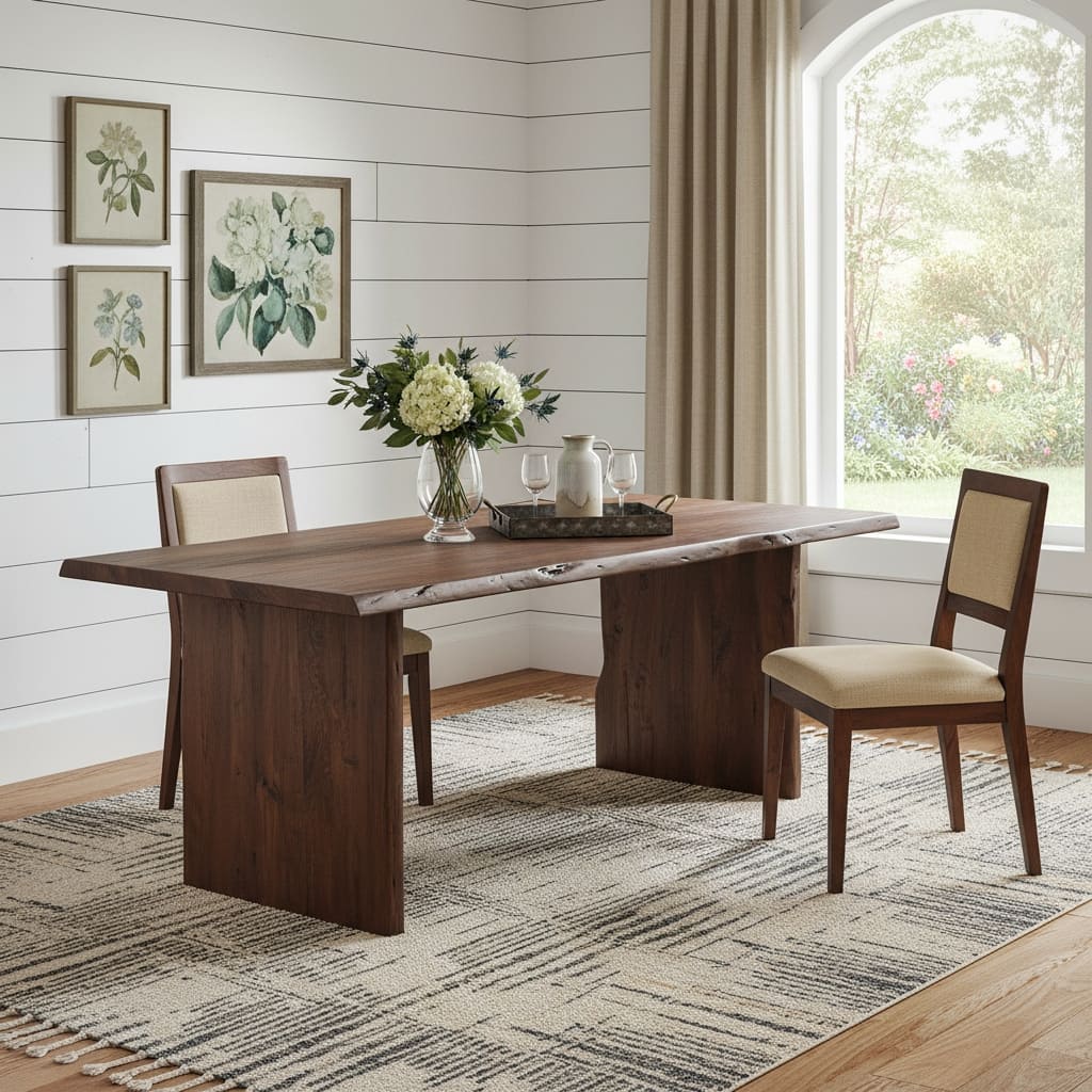 HomeRoots 96" Brown Solid Wood Live Edge Sled Base Dining Table - 96.00 in. x 30.00 in. x 40.00 in.