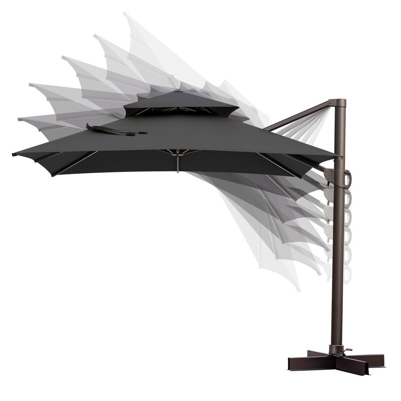 VredHom Patio Cantilever Offset Umbrella 360 degrees Rotation