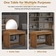 preview thumbnail 19 of 22, 39" Makeup Vanity Desk Bedroom Dressing Table with Curved Touch LED Light Makeup Mirror