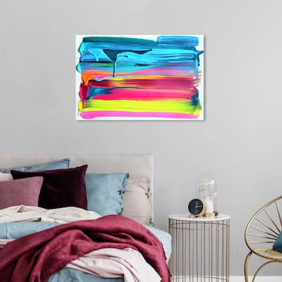 Wynwood Studio 'So Glazed in Neon' Abstract Wall Art Canvas Print Paint - Blue, Pink