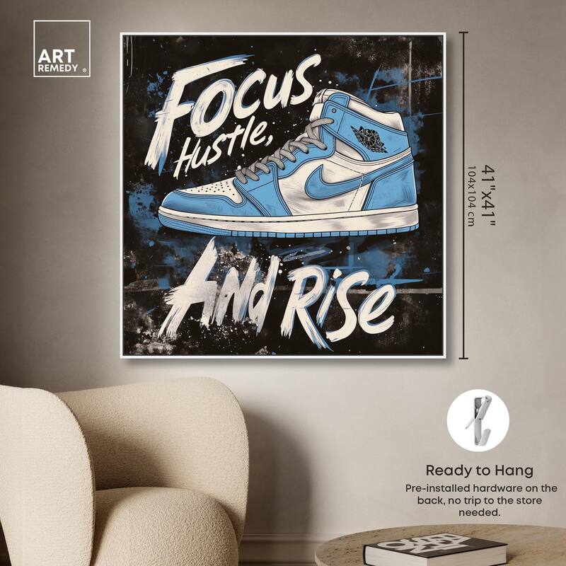 Hustle and Rise Sneaker Canvas by Art Remedy