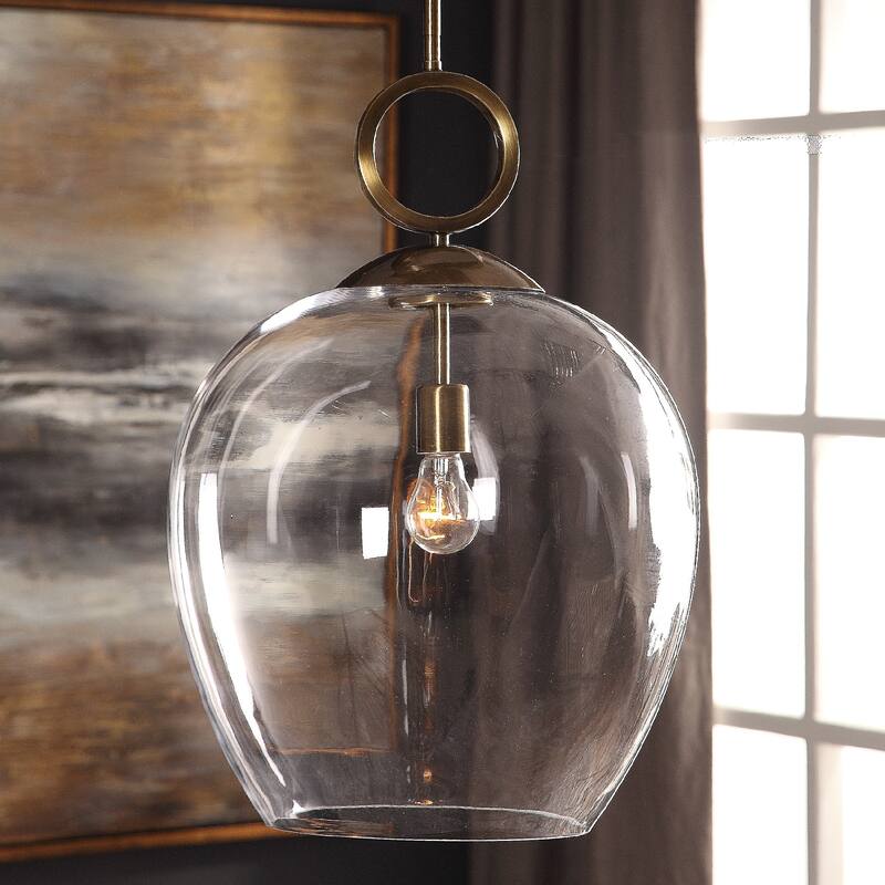 1-Light Blown Glass Ceiling Pendant - 23" - Clear