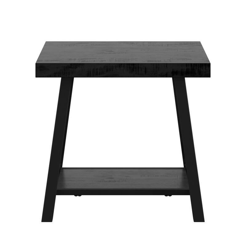 Bryson Rustic X-Base End Table with Shelf by iNSPIRE Q Classic