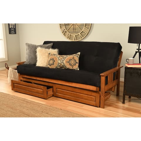 Porch & Den Kern Full-size Storage Futon Set with Suede Mattress