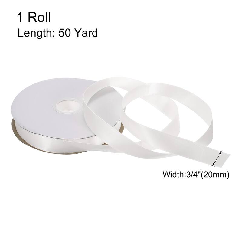 Satin Ribbon Grosgrain Valentine Solid Double Face Wedding Ribbon - White - 3/4" x 50 Yard
