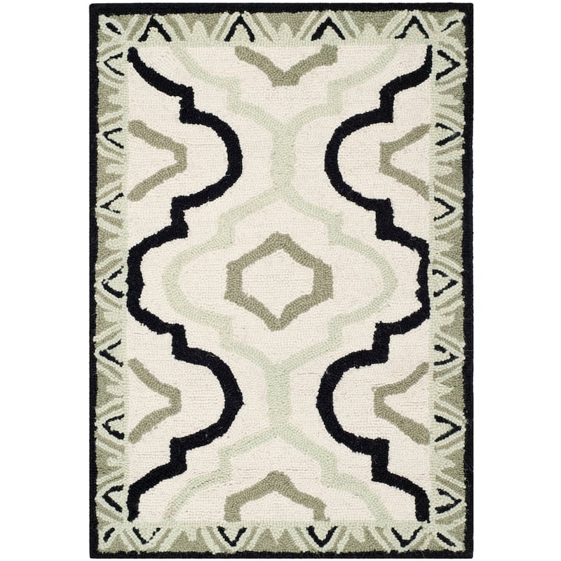 SAFAVIEH Handmade Chelsea Poema French Country Wool Rug - 2'6" x 4' - Ivory/Black