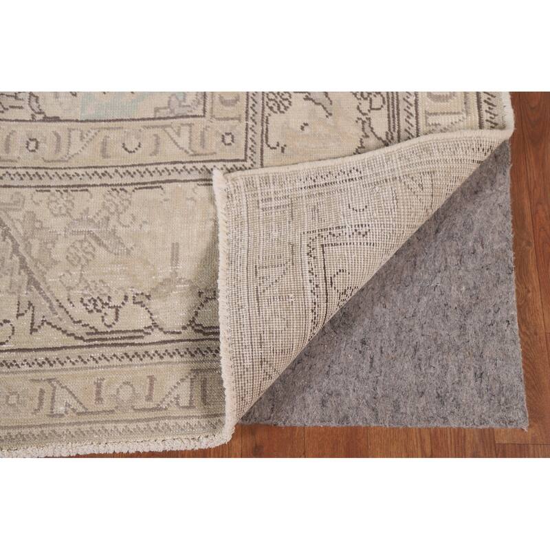 Hand Knotted Oriental 100% Wool Carpet Traditional Floral Beige & Ivories Tabriz Area Rug - 12' 4'' X 9' 4''