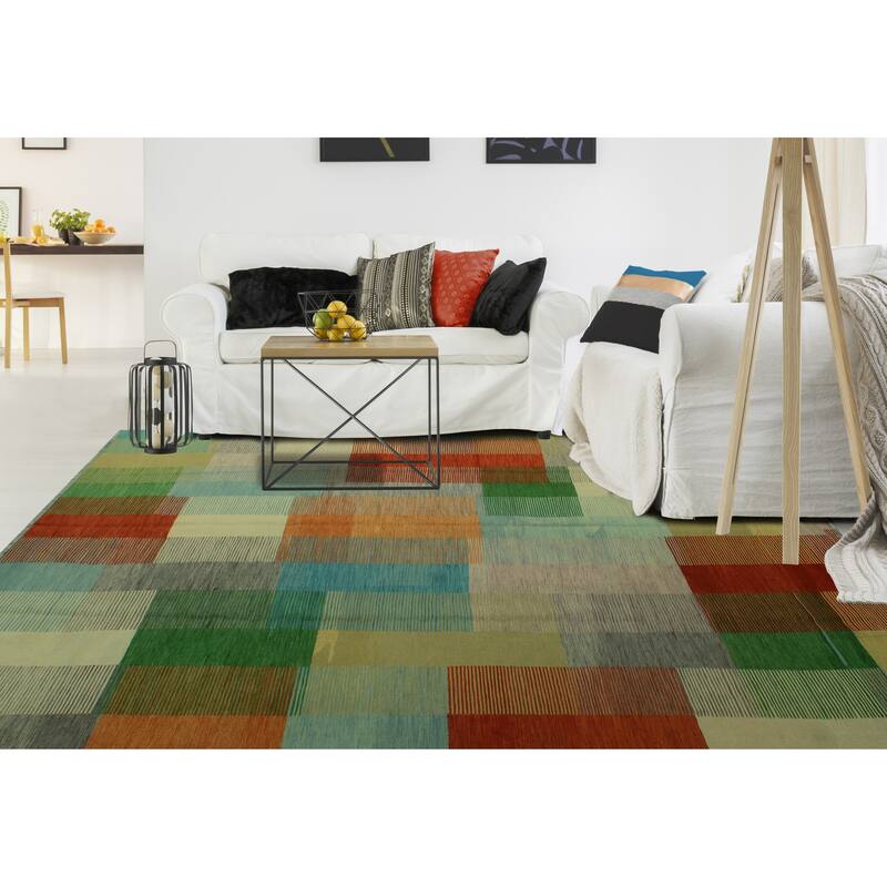 Hand-Woven Winchester Kilim Bennet Rust/Green Rug - 9'8" x 14'1"
