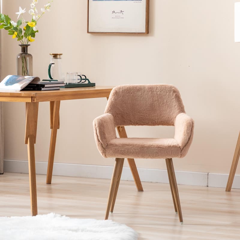 Mid Century Side Chairs with Solid Painting Steel Leg - Camel