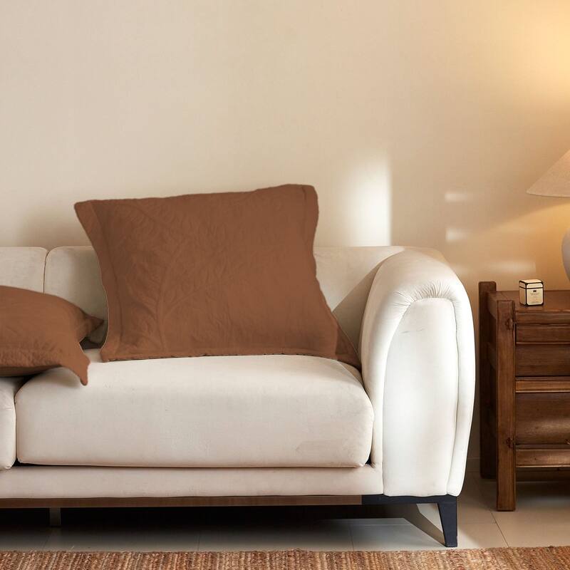 2 Pcs Cotton Embroidered Quilted Euro Shams 26"x26"