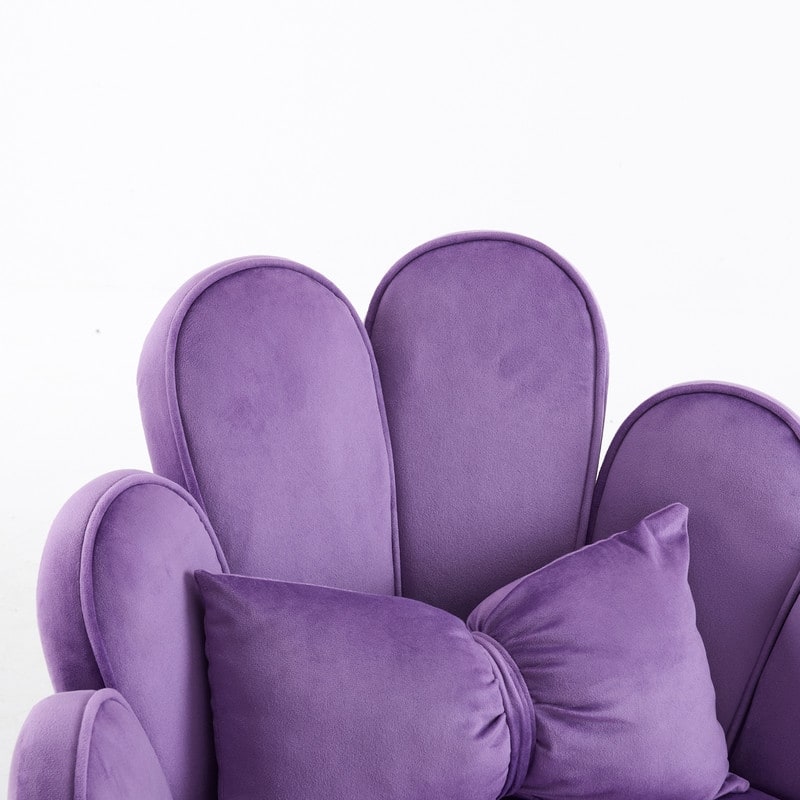 Scalloped Petal Velvet Accent Chair with Pillows