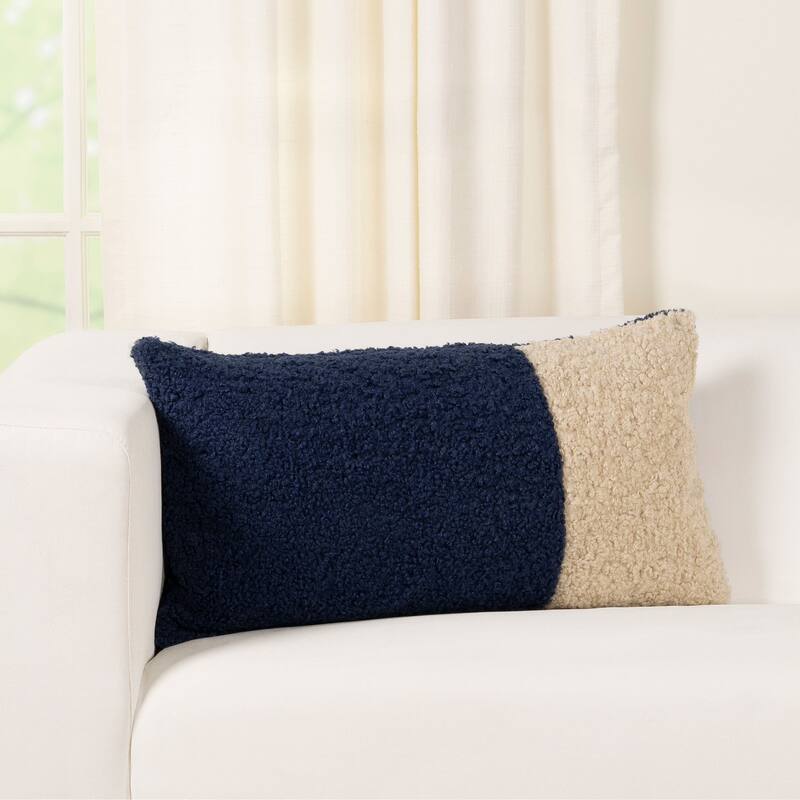 Tiffany Duet Patch Boucle Textured Lumbar Pillow - Indigo