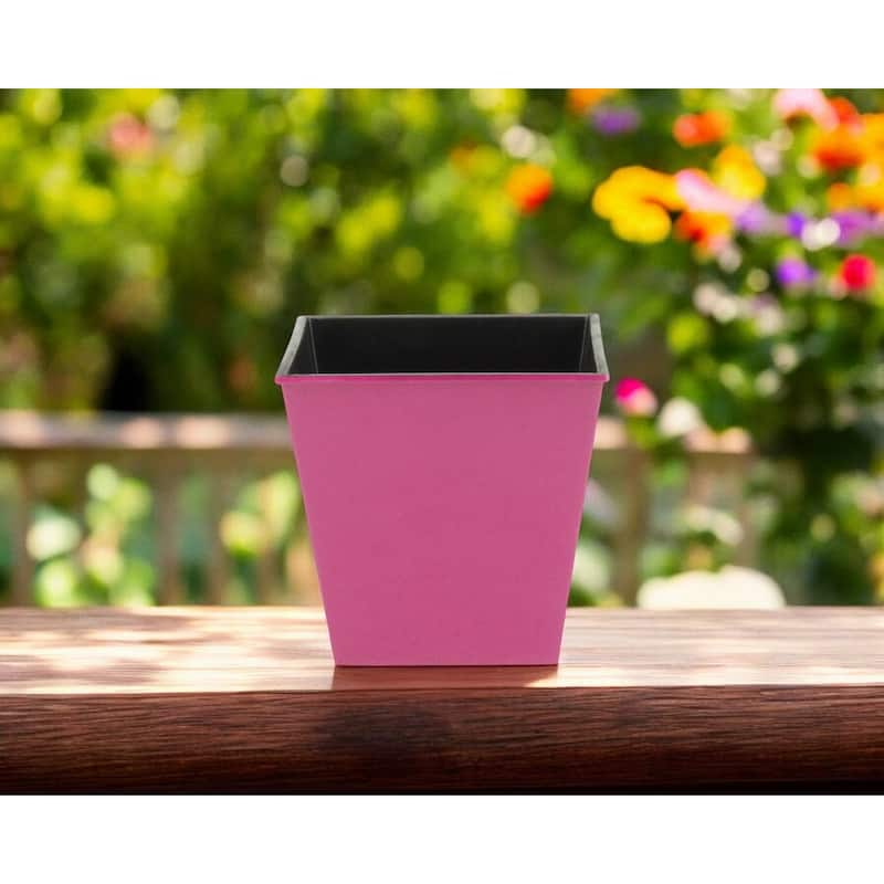 HomeRoots 5" Hot Pink Recycled Plastic Indoor Outdoor Rectangular Nursery Pot - Hot Pink