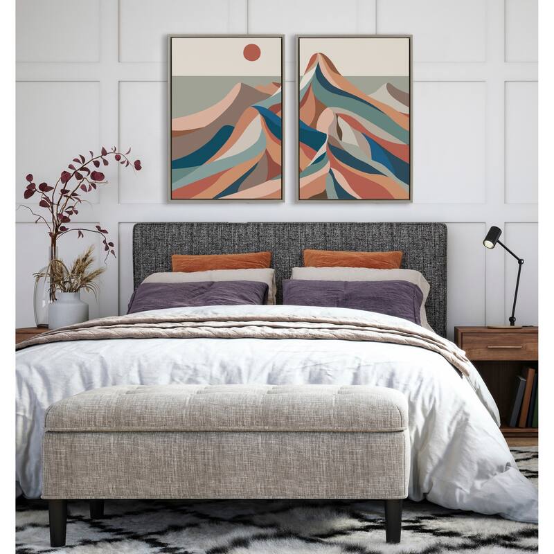 Kate and Laurel Sylvie MCM Mountains Blue Framed Canvas by Rachel Lee