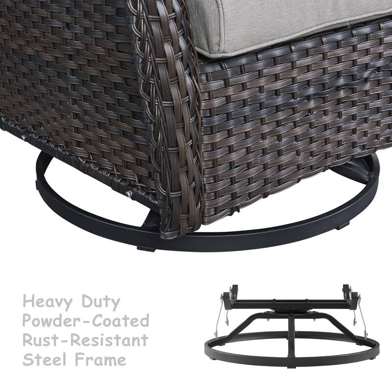Pocassy Outdoor Wicker Glider Swivel Club Chairs (Set of 2)