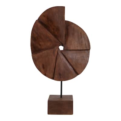 Wood Iron Sculpture Abstract Spiral Design Coastal Decor - 20" Brown - 11.5" x 5" x 20"