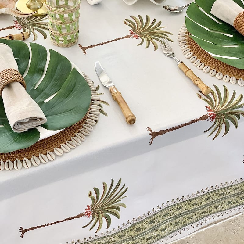 Rectangular tablecloth -Palm Tree Green
