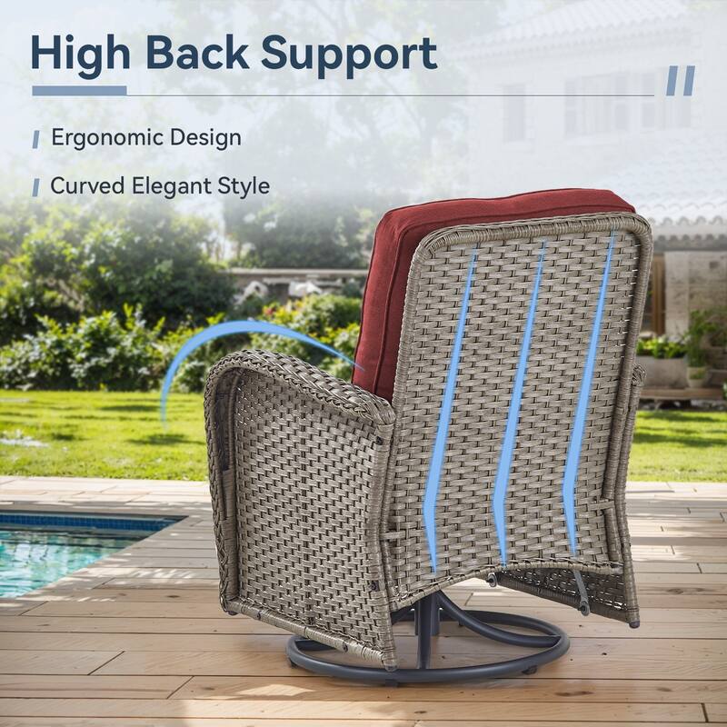 Gymojoy Patio Furniture Set Outdoor Wicker Swivel Glider Chairs Set