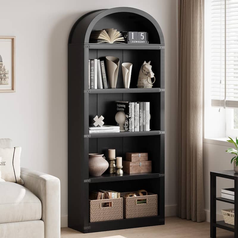 71.7" Tall Arched Bookshelf, 5-Tier Arched Display Cabinet with Storage Shelves