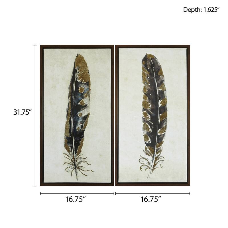 Urban Habitat Gilded Feathers Gold Foil 2-piece Canvas Wall Art Set