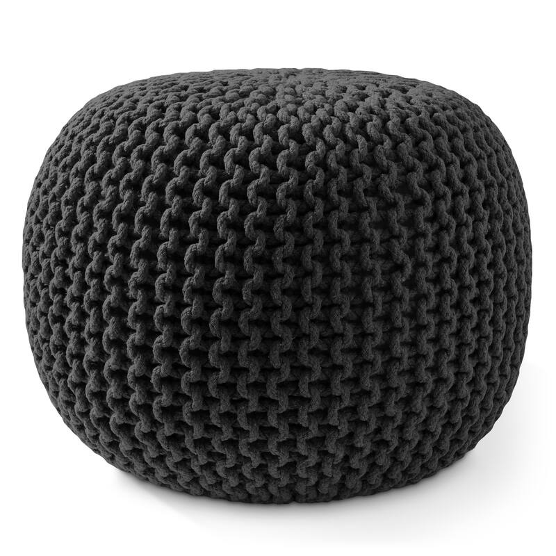 Cotton Pouf Ottomans Knit Foot Stool Pouffes for Living Room