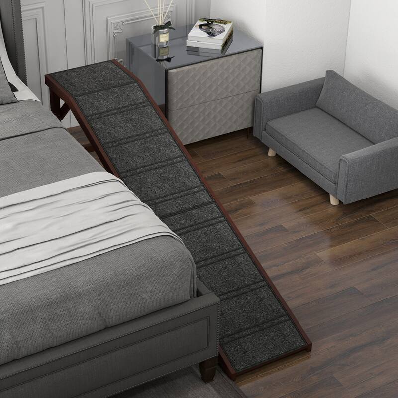 Dog Ramp for Bed, Pet Ramp for Dogs with Non-Slip Carpet and Top Platform, Furniture-Grade with High-Traction Carpet Surface