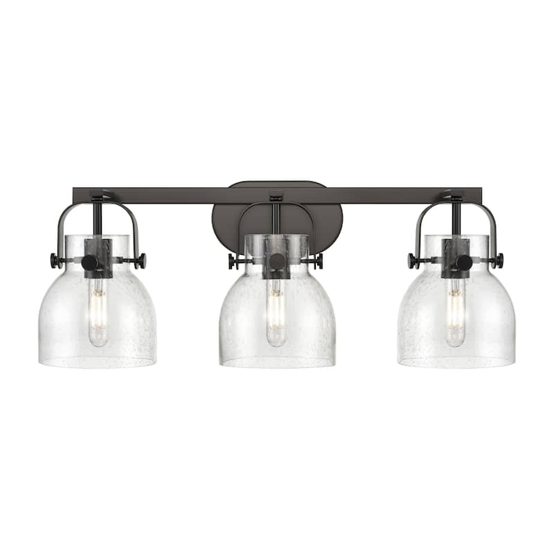 Innovations Lighting 423-3W-10-27 Pilaster II Bell Vanity Pilaster II - Matte Black / Seedy