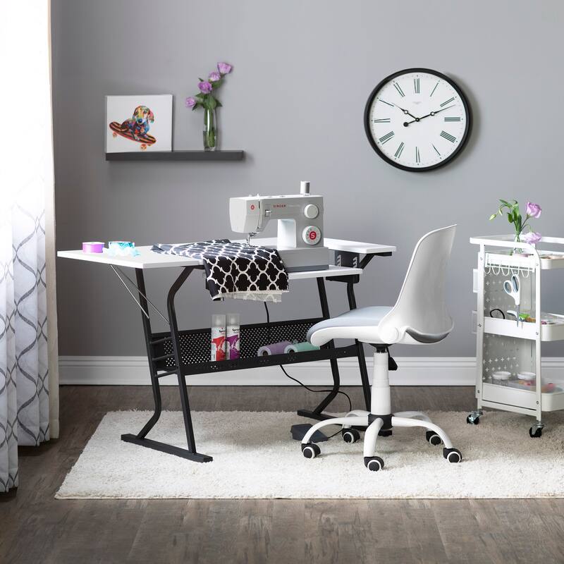 Sew Ready Eclipse Sewing Crafting Office Table with Folding Top and Adjustable Platform