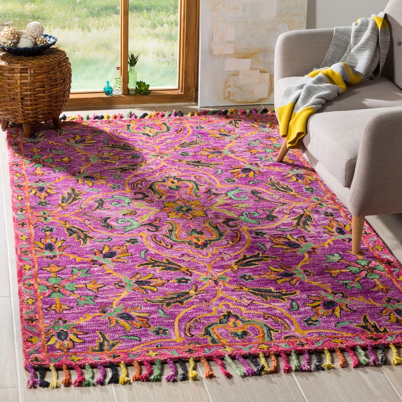 SAFAVIEH Handmade Blossom Sila Modern Floral Wool Rug - 3' x 5' - Purple/Multi