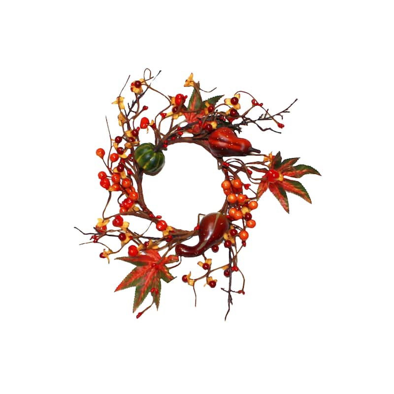 4.5" Gourd w/ Berries Candle Ring - 13"
