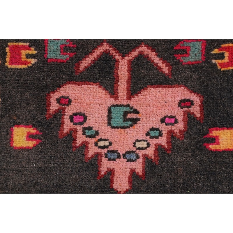 Hand Knotted Oriental 100% Wool Carpet Traditional Tribal Greys & Charcoal Ardebil Runner Rug - 11' 2'' X 3' 8''