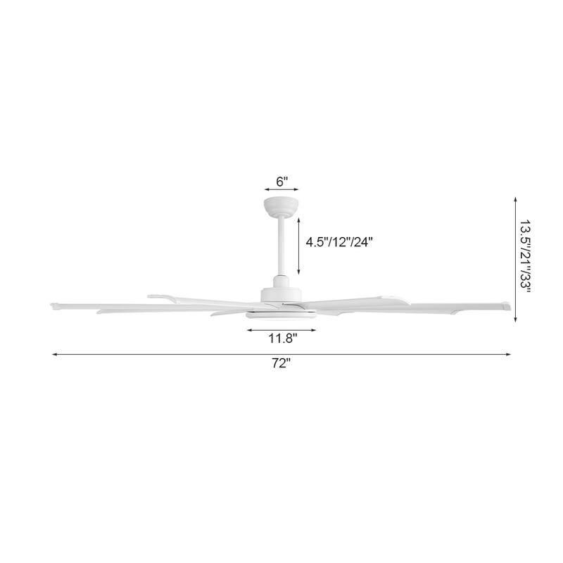 WINGBO 64" and 72" and 80" and 96" Indoor Ceiling Fan with LED Light and Remote