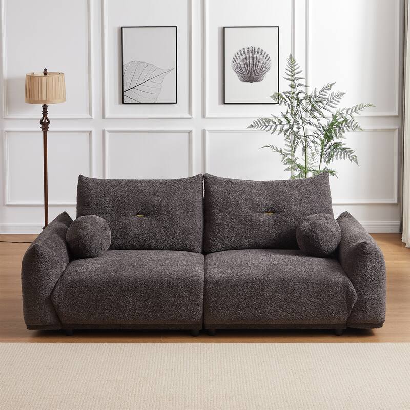 90.5-In Living Room Couch with Pillows,Sectional Sofa with Thick Armrest and Seat,2 Colors