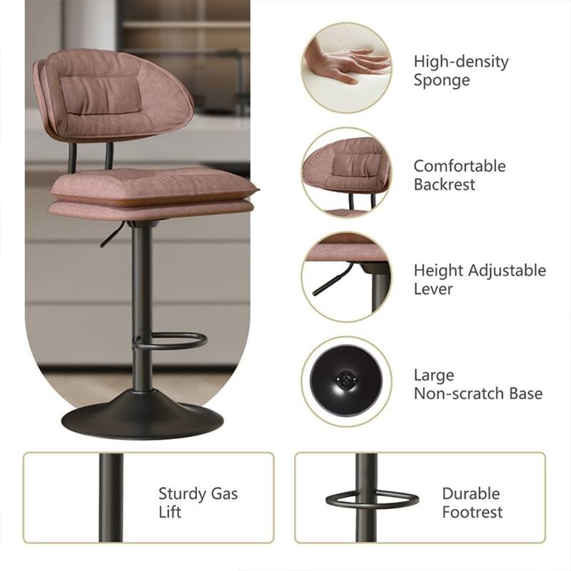 Set of 2 Swivel Bar Stools Adjustable Counter Height