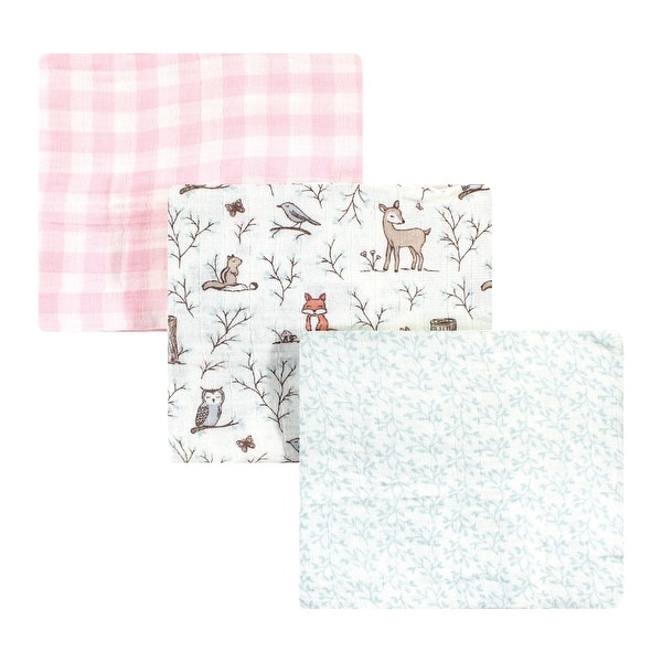 slide 1 of 1, Hudson Baby Infant Girl Cotton Muslin Swaddle Blankets, Enchanted Forest, One Size - Enchanted Forest - 3-Pack 3-Pack - Enchanted Forest